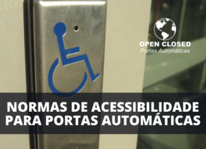 Botão de acessibilidade para ativação automática de portas, facilitando acesso a pessoas com deficiência.