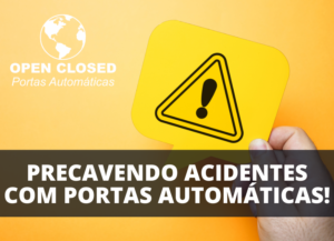 Ícone de alerta de segurança para prevenção de acidentes com portas automáticas