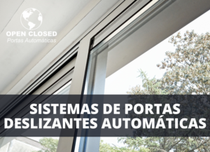 Detalhe do sistema de trilhos de uma porta deslizante automática